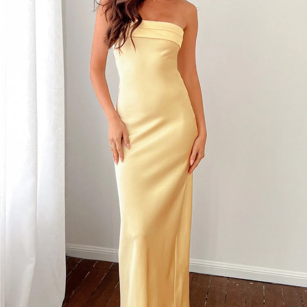 Hello Molly Yellow Cowl Neck Sleeveless Slip Maxi Dress
